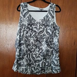 Black and white ruffled tank/cami